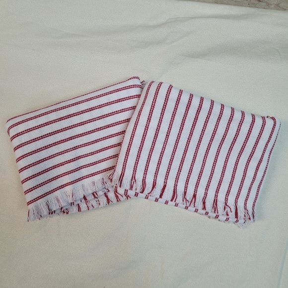 NEW! Throw Pillow COVERS 24x24 Set of 2 Striped Red Pillow Farmhouse Boho - Picture 7 of 7